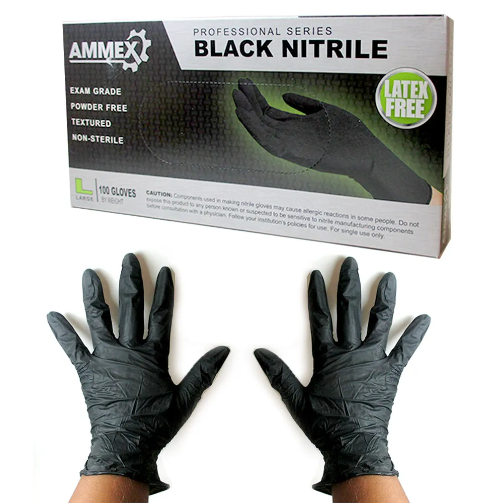 200 Nitrile Disposable Gloves Powder Free Non Latex Food Grade Clean Large Black