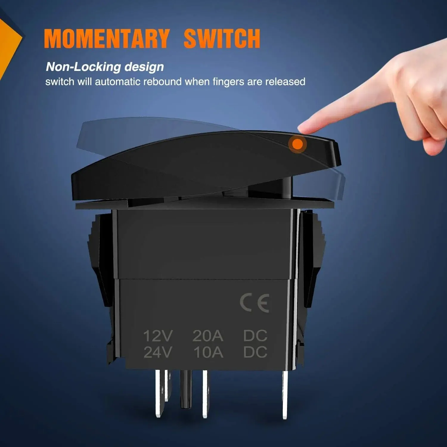 5Pin Laser On/Off Momentary Horn Rocker Switch Blue
