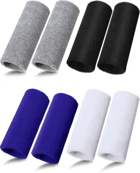 8 Pieces 6 Inch Wrist Sweatband Sports Wristbands Tennis Elastic Athletic Wristbands for Men and Women Wide Wrist Protection Band Long Size for Basketball Running(Black, White, Dark Grey, Blue)