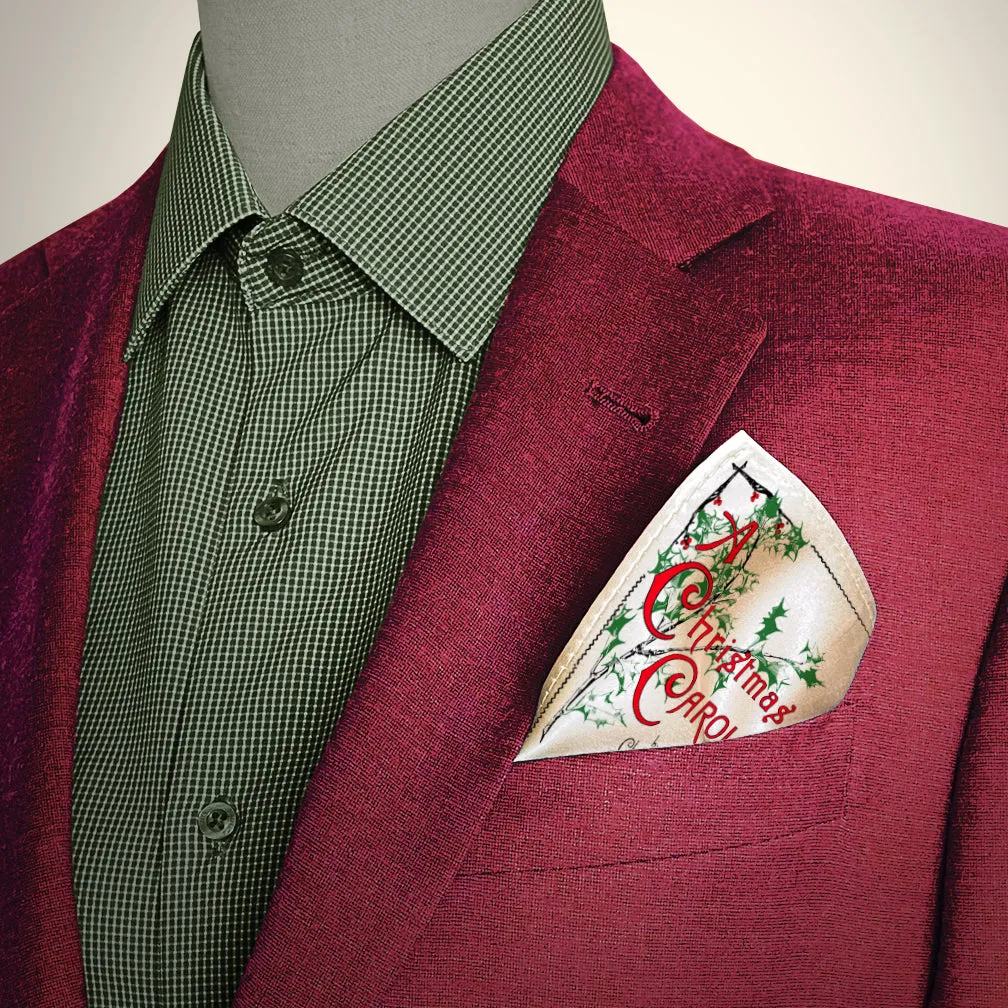 A Christmas Carol by Charles Dickens Pocket Square, Book Pocket Square, Christmas Gift for Men, Elegant Men's Holiday Accessory, Handkerchief, Book Gift