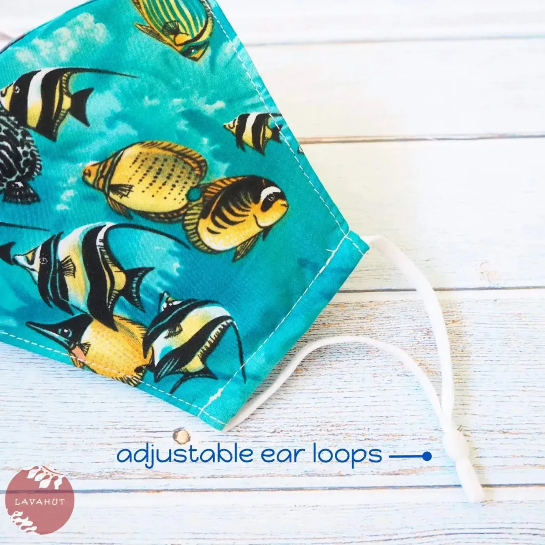 Adjustable Fashion Face Mask • Teal "Under the Sea"