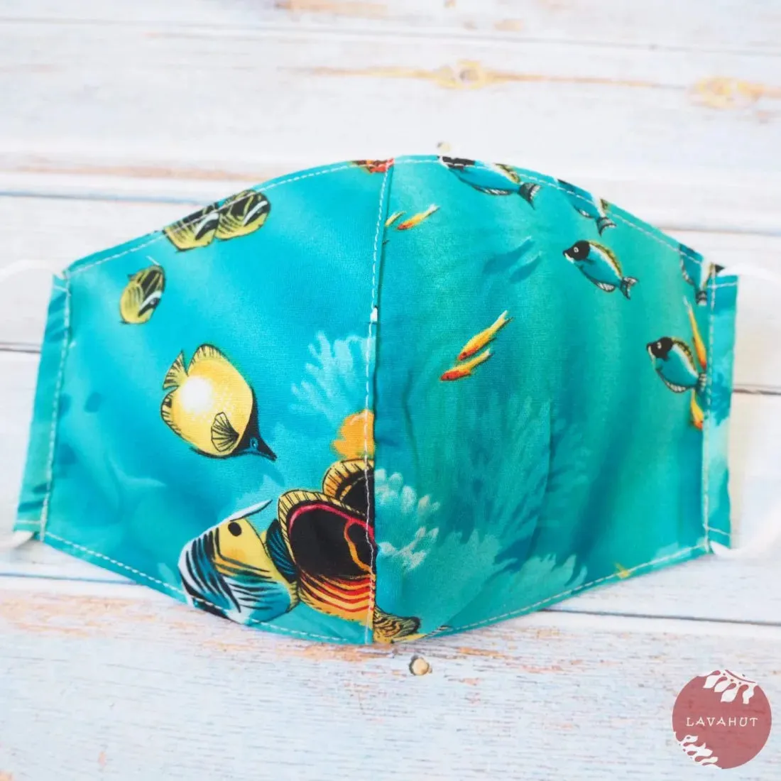 Adjustable Fashion Face Mask • Teal "Under the Sea"