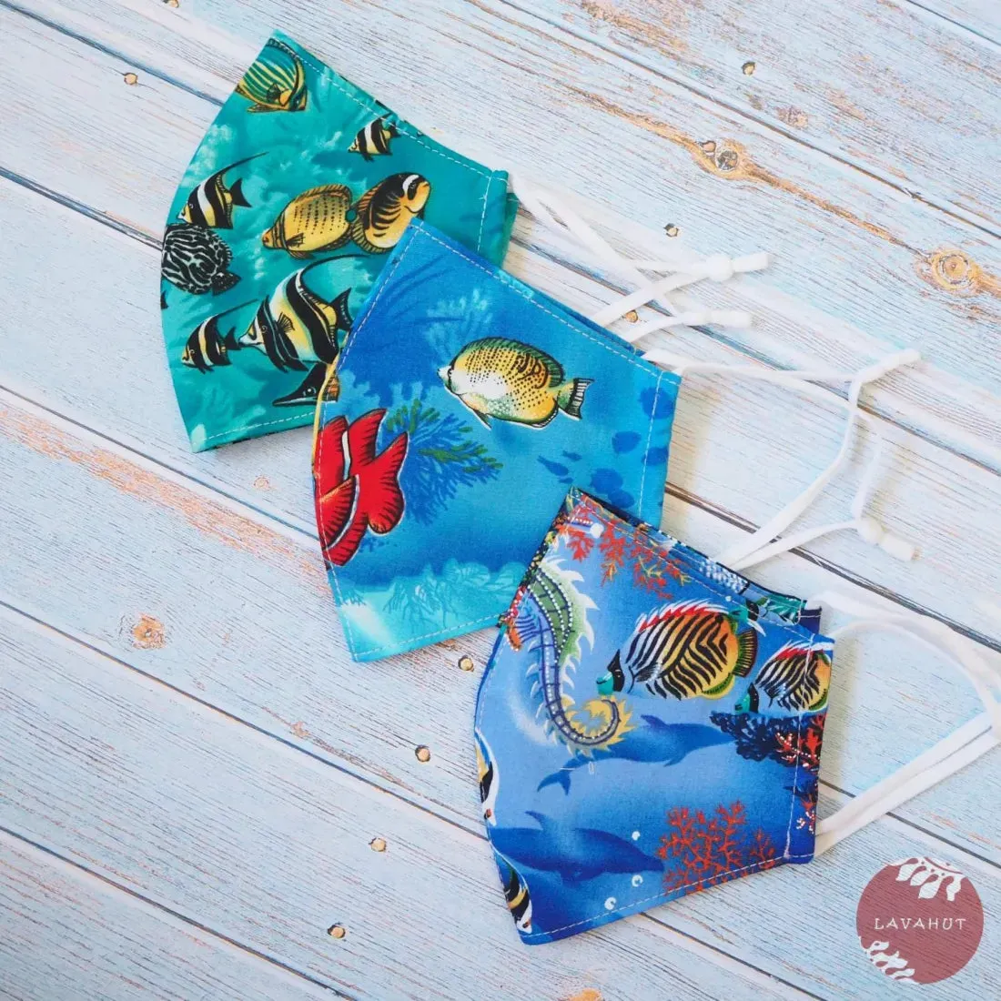 Adjustable Fashion Face Mask • Teal "Under the Sea"