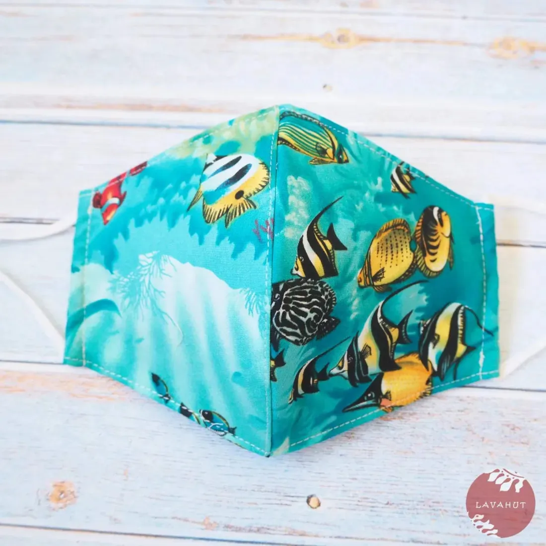 Adjustable Fashion Face Mask • Teal "Under the Sea"
