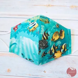 Adjustable Fashion Face Mask • Teal "Under the Sea"