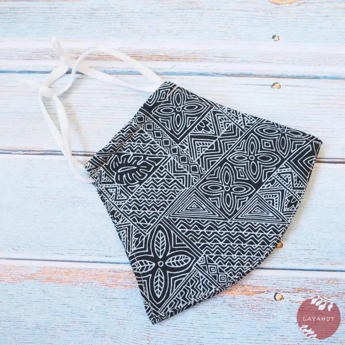 Adjustable Tropical Face Mask • Blue Kapa Blocks