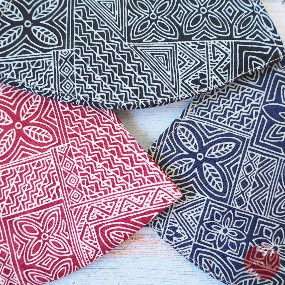 Adjustable Tropical Face Mask • Blue Kapa Blocks