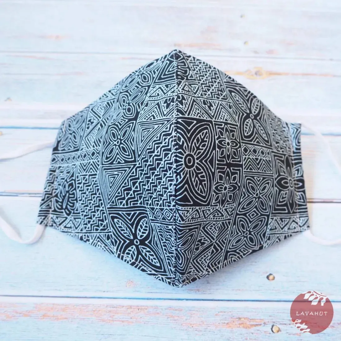Adjustable Tropical Face Mask • Blue Kapa Blocks