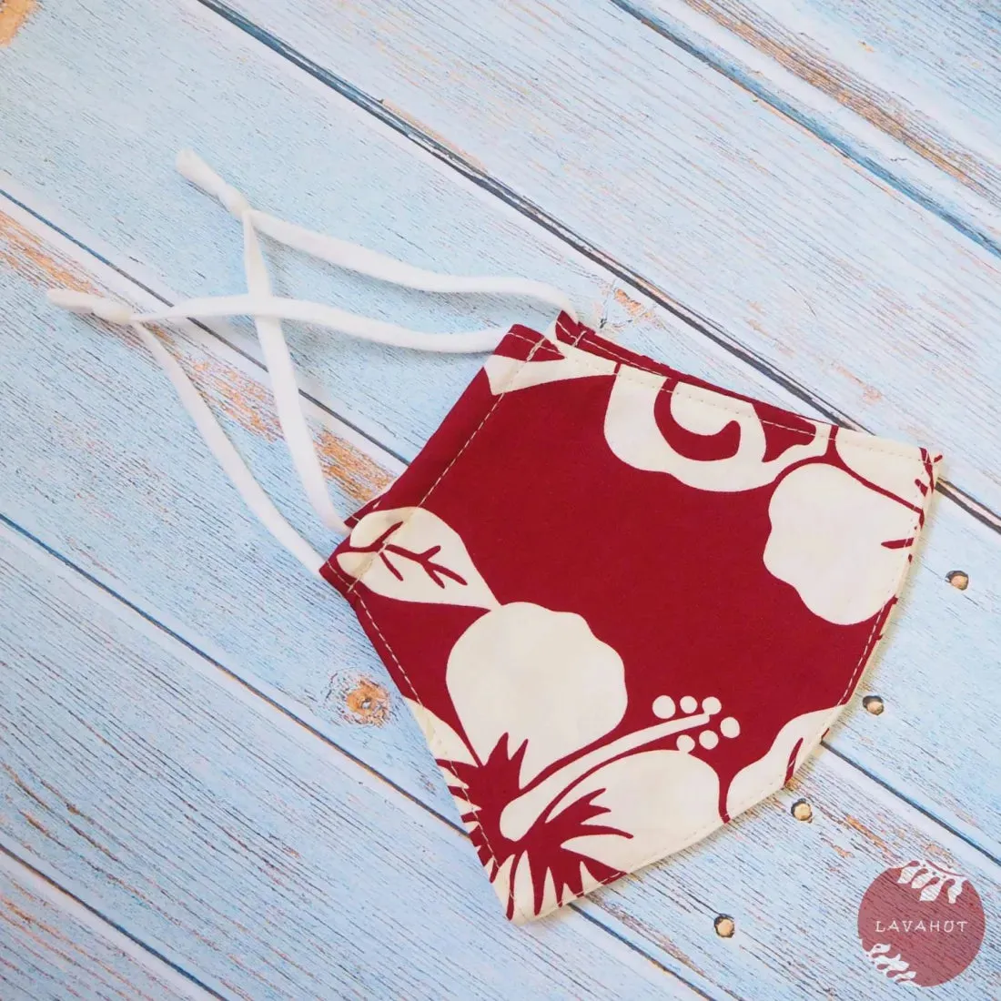 Adjustable Tropical Face Mask • Red Hibiscus Fiesta