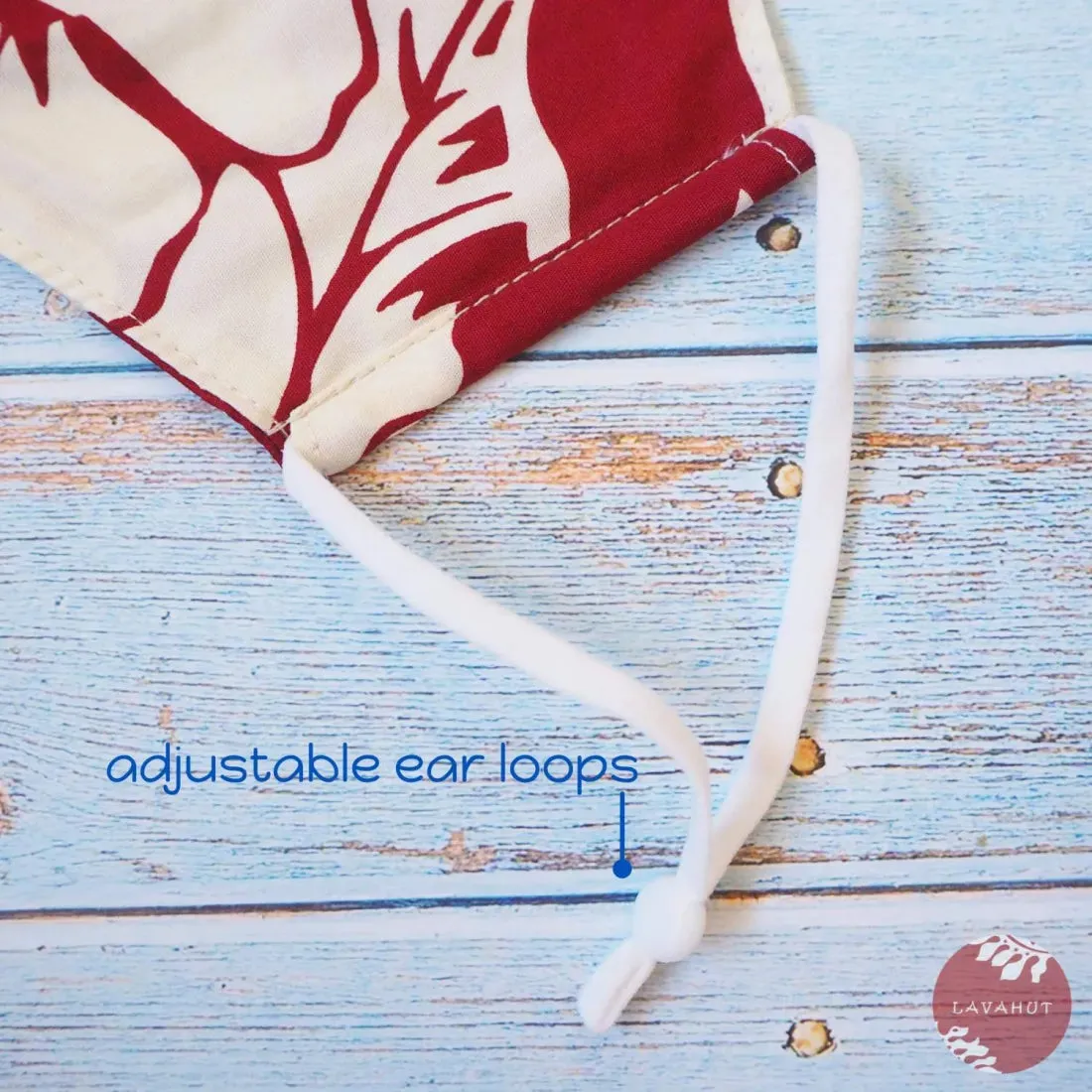 Adjustable Tropical Face Mask • Red Hibiscus Fiesta