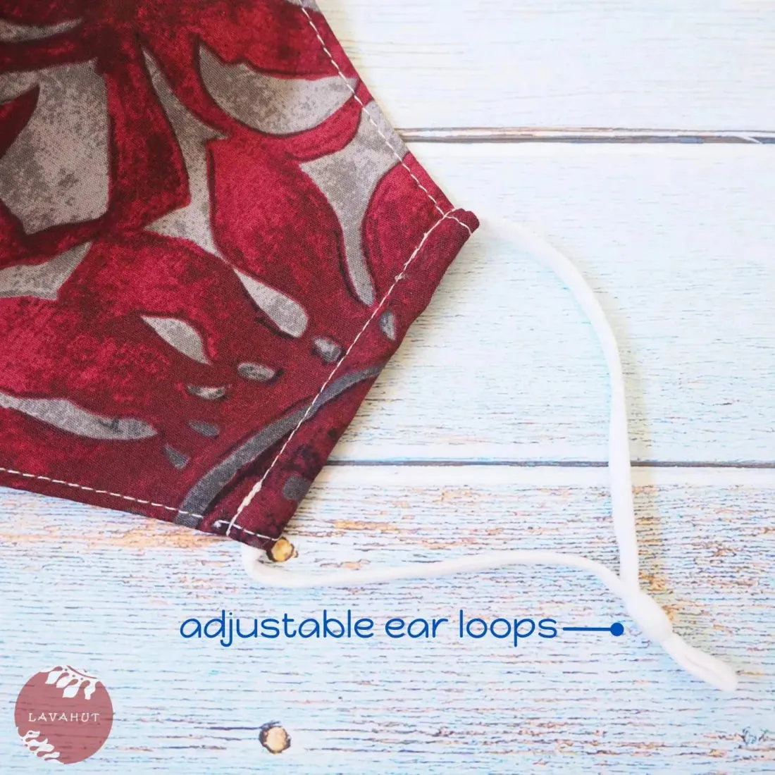 Adjustable Tropical Face Mask • Red Pahoehoe