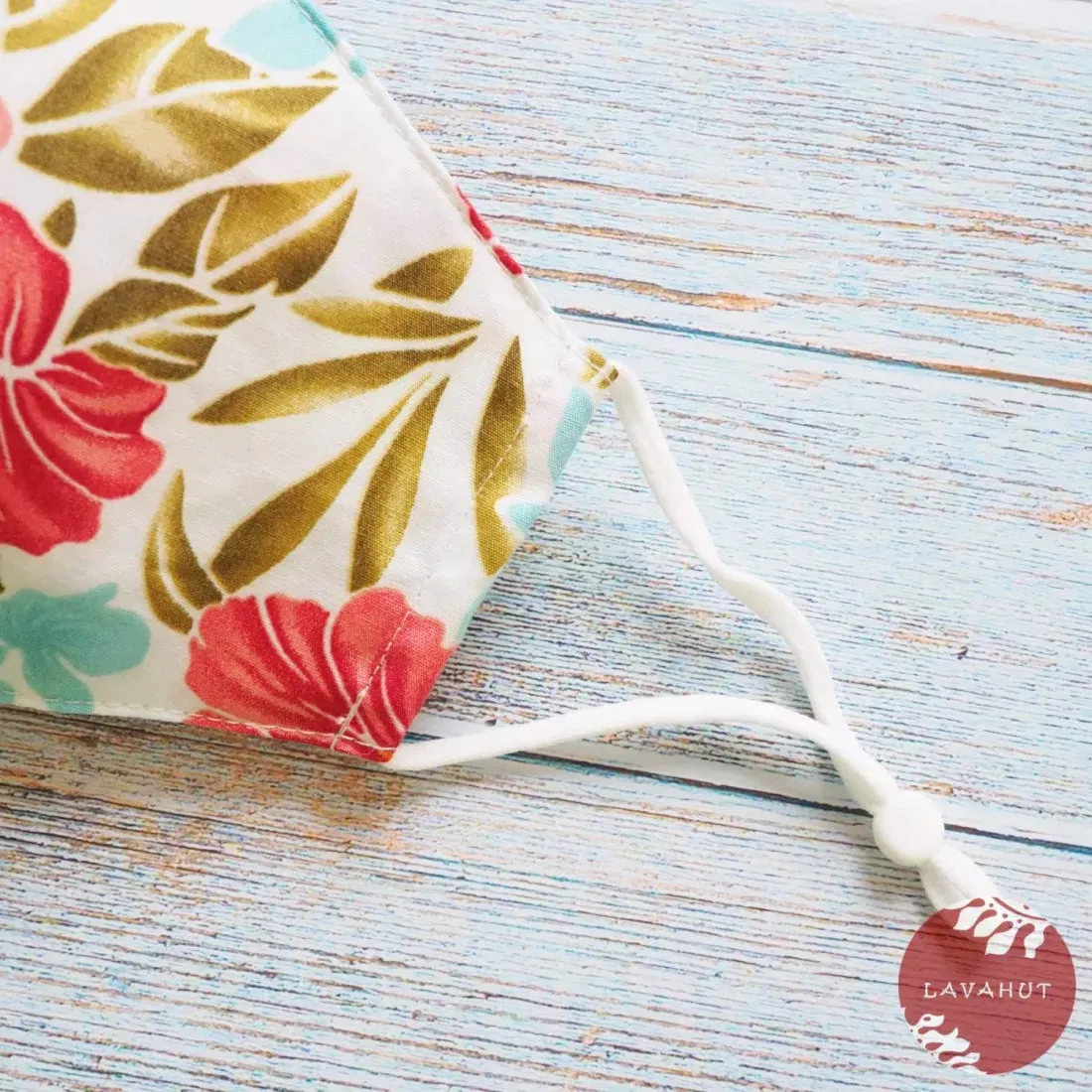Adjustable Tropical Face Mask • White Royal Hibiscus