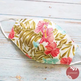 Adjustable Tropical Face Mask • White Royal Hibiscus