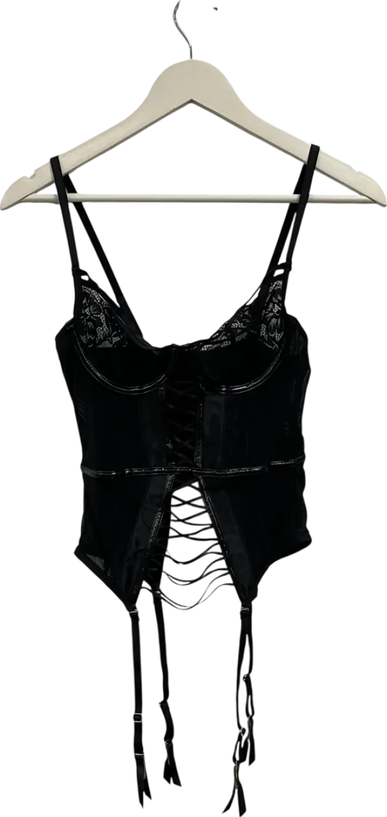 Ann Summers Black Hot Blooded Crotchless Cami Suspender UK S/M