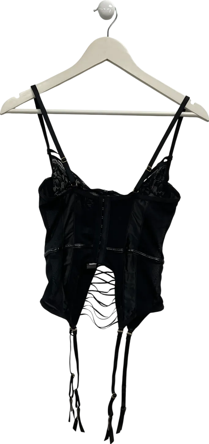 Ann Summers Black Hot Blooded Crotchless Cami Suspender UK S/M