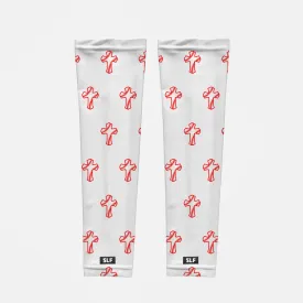 Baseball Cross Pattern White UV Arm Sleeves (pair)