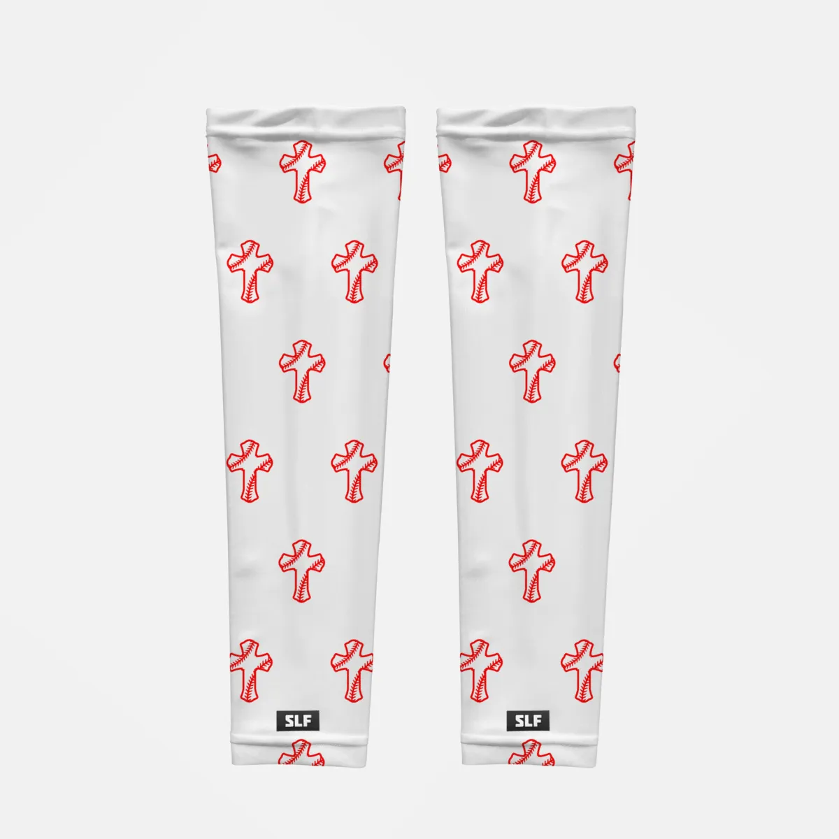 Baseball Cross Pattern White UV Arm Sleeves (pair)