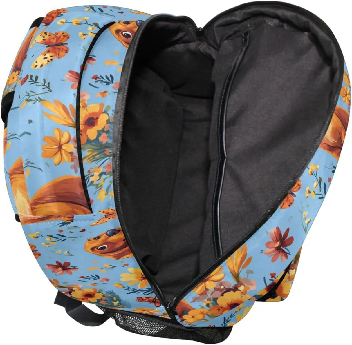 Day Backpack for Women Men Fashion Diaper Bag Backpack with Chest Strap for College Work Cartoon Sweet Dachshund Dog Blue