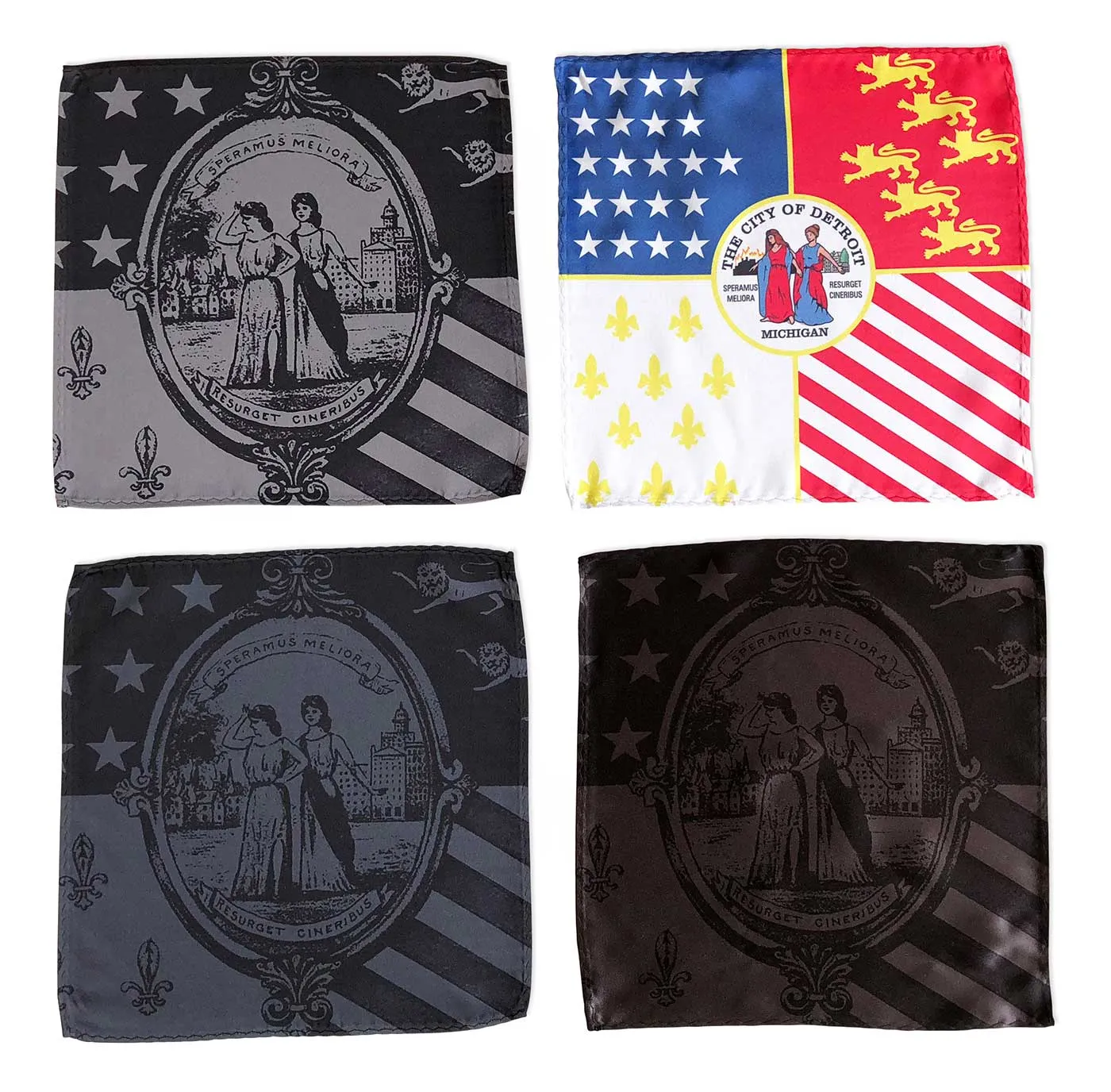 Detroit City Flag Pocket Square