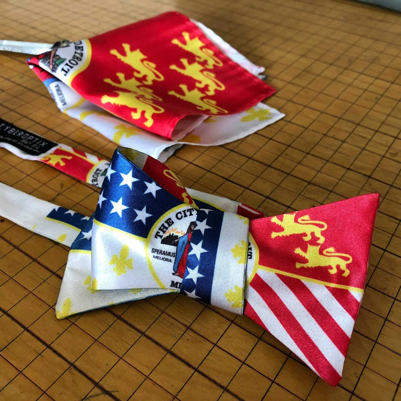 Detroit City Flag Pocket Square