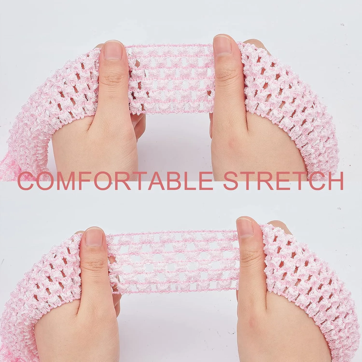 GORGECRAFT 5.5 Yards 1.7" Wide Elastic Crochet Headband Ribbon Crochet Stretch Trim Fabric for Hair Accessories Tube Top, Light Pink
