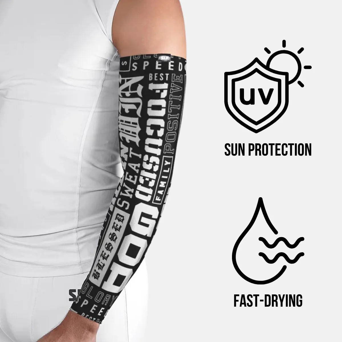 Inspirational Black UV Arm Sleeves (pair)