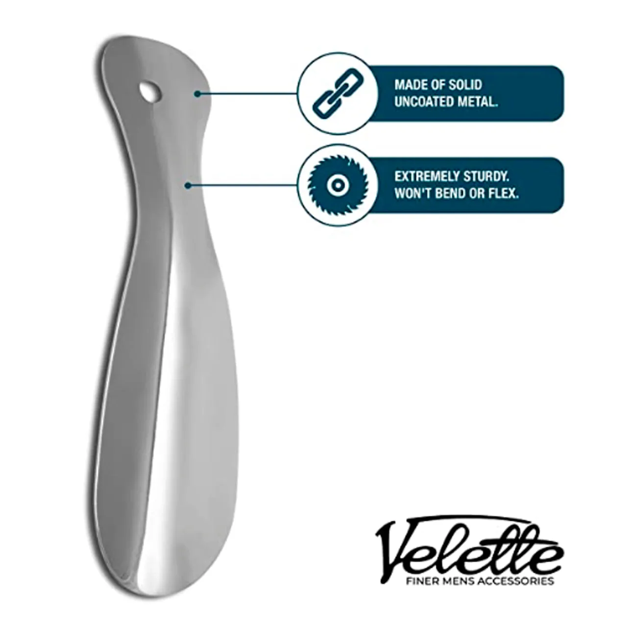 Metal Shoe Horn, 2 Pack- 7.5" Long- Perfect Shoe Horns for Men, Women, Kids - Travel Shoe Horn