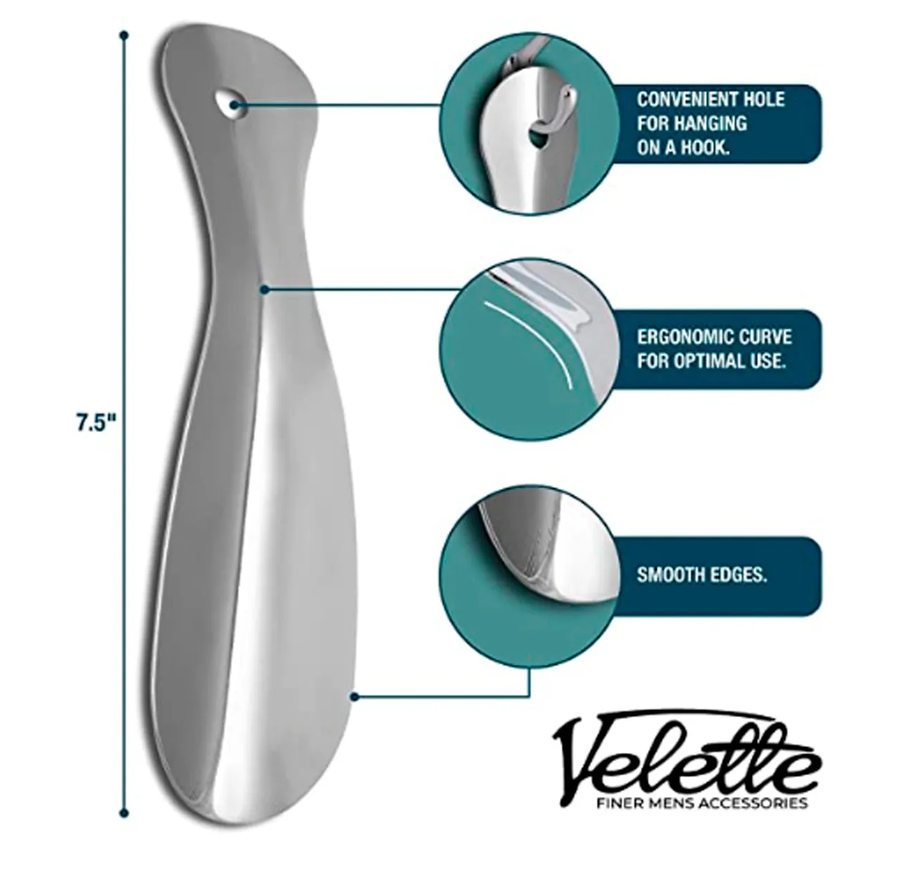 Metal Shoe Horn, 2 Pack- 7.5" Long- Perfect Shoe Horns for Men, Women, Kids - Travel Shoe Horn