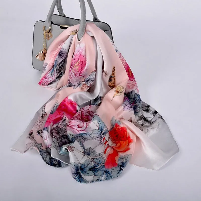 Multi-style Floral Fashion Pure Silk Shawl Scarf