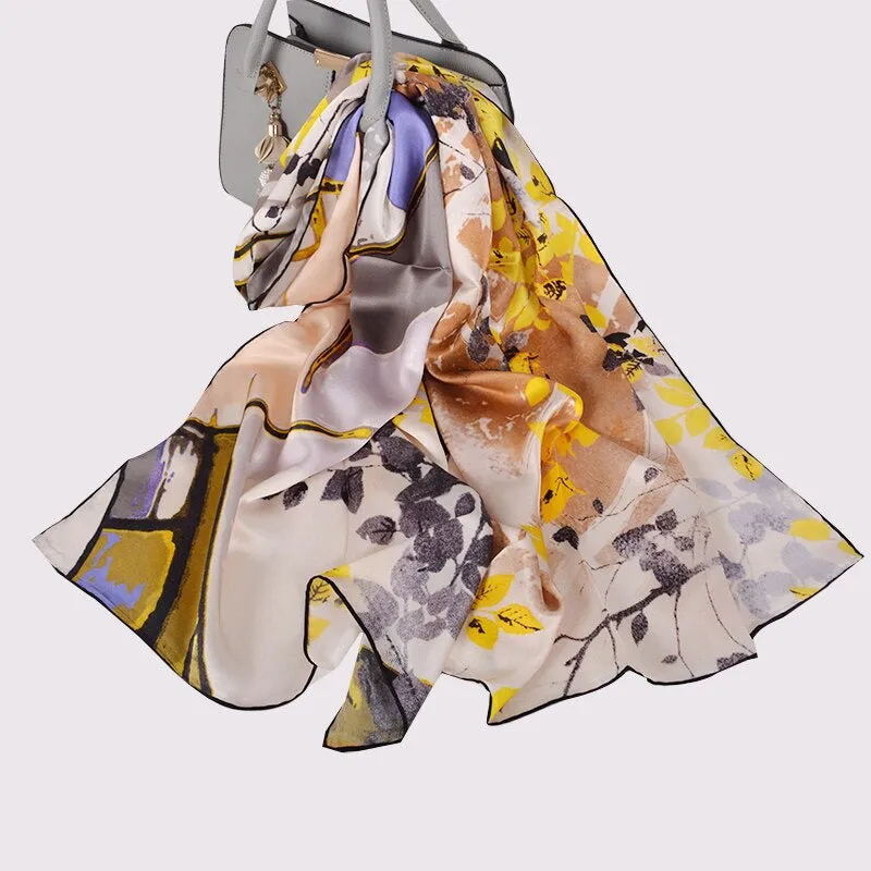 Multi-style Floral Fashion Pure Silk Shawl Scarf