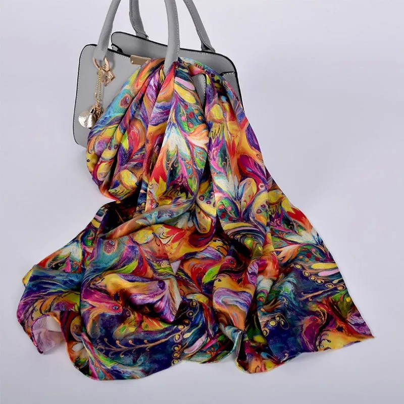 Multi-style Floral Fashion Pure Silk Shawl Scarf