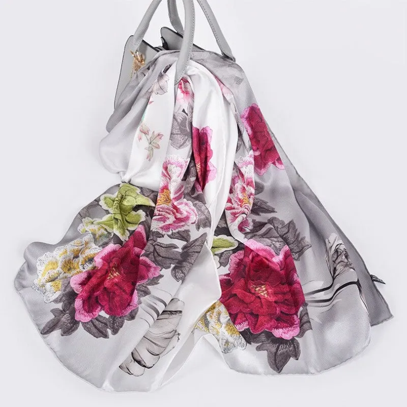 Multi-style Floral Fashion Pure Silk Shawl Scarf