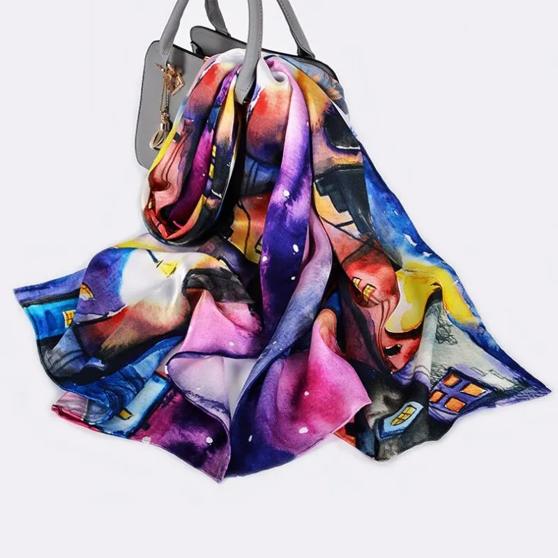 Multi-style Floral Fashion Pure Silk Shawl Scarf