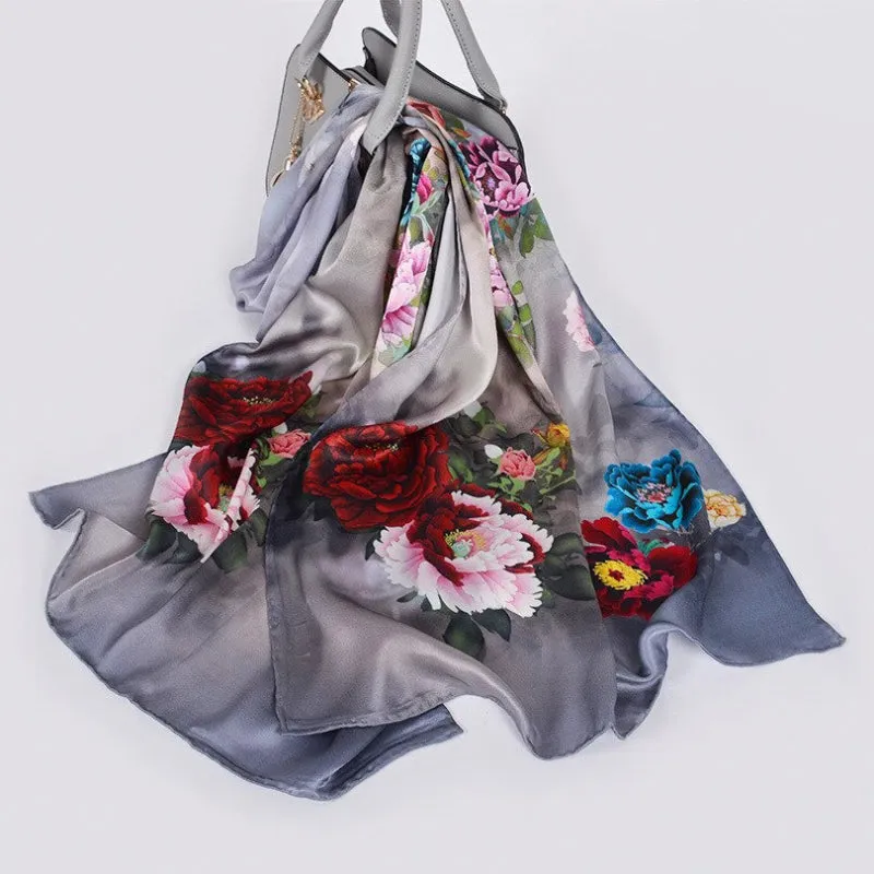 Multi-style Floral Fashion Pure Silk Shawl Scarf