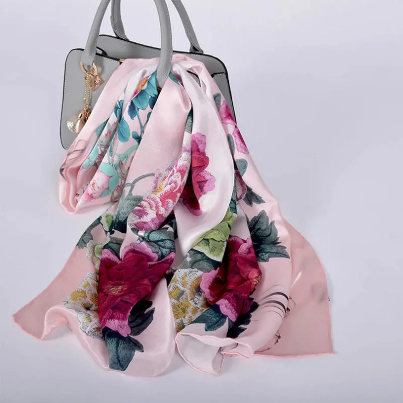 Multi-style Floral Fashion Pure Silk Shawl Scarf