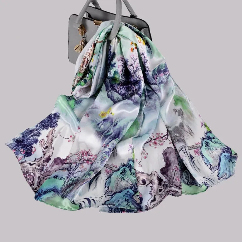 Multi-style Floral Fashion Pure Silk Shawl Scarf