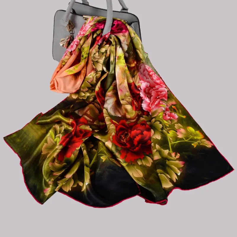 Multi-style Floral Fashion Pure Silk Shawl Scarf