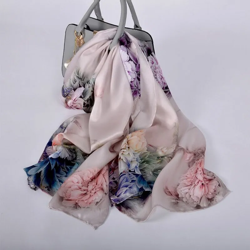 Multi-style Floral Fashion Pure Silk Shawl Scarf