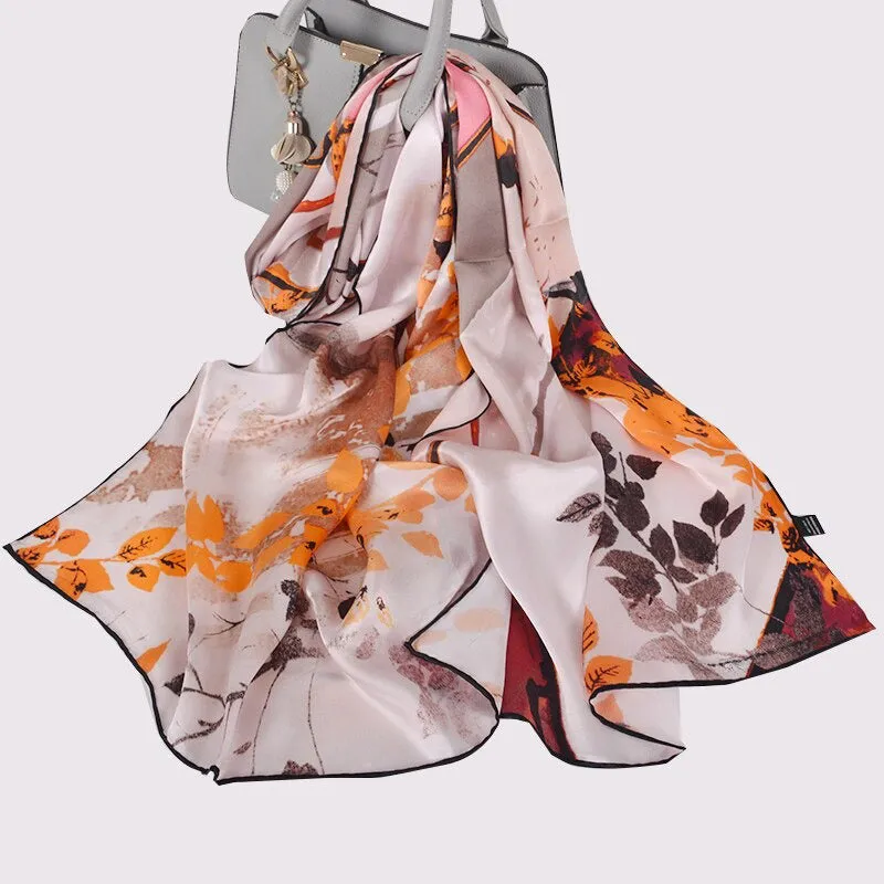 Multi-style Floral Fashion Pure Silk Shawl Scarf