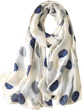 NUWEERIR Womens 100% Large Mulberry Silk Scarf Long Satin Scarf Fashion Lightweight Wraps
