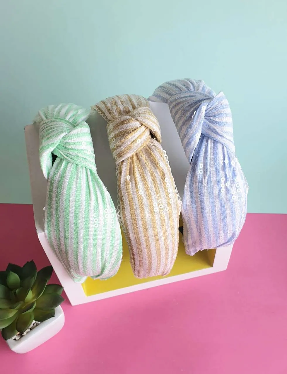 Pastel Cool Colour Wide Knotted Headband