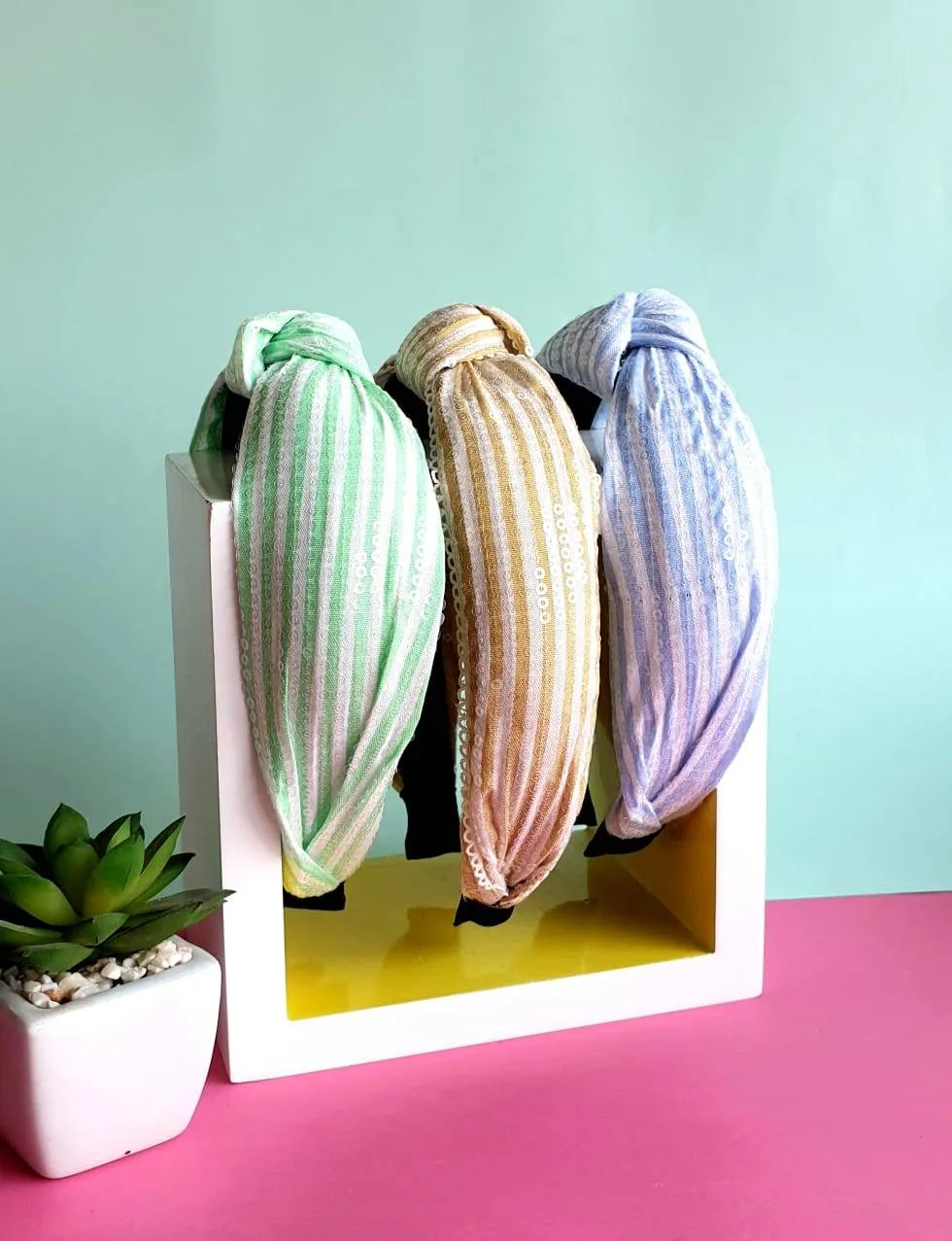 Pastel Cool Colour Wide Knotted Headband