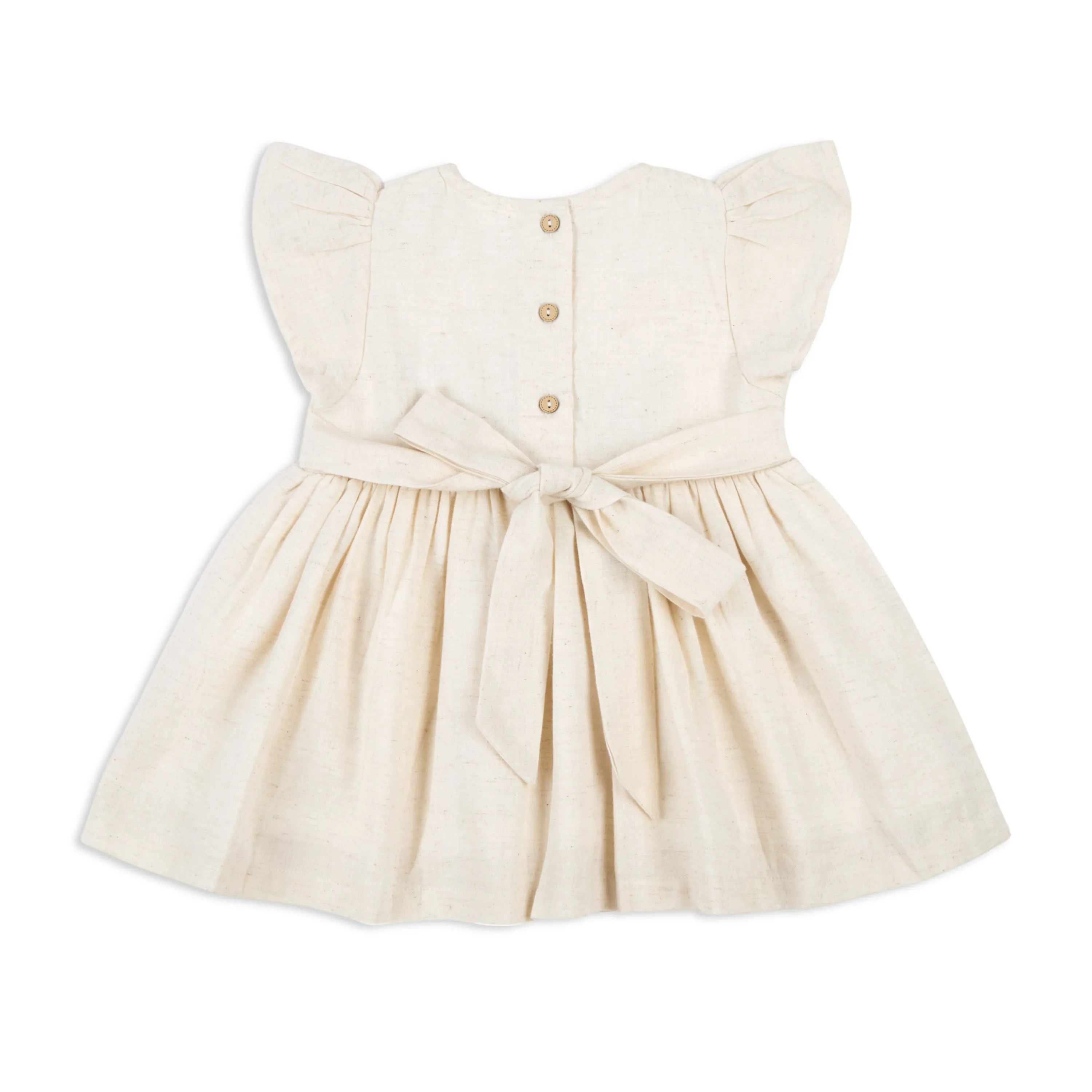 Peter Pan Collar Embroidery Dress With Bloomer & Hairband - Beige