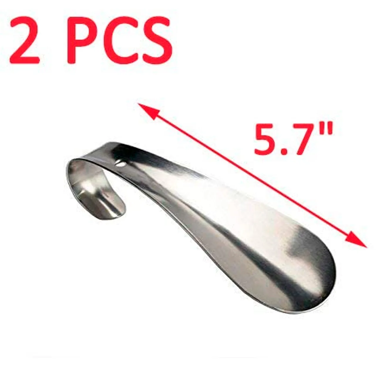 Pocket Shoehorn Shoe Horn for Kids Men Women Metal Long Handle Lifter 14.5cm Long Silver Tone Set of 2