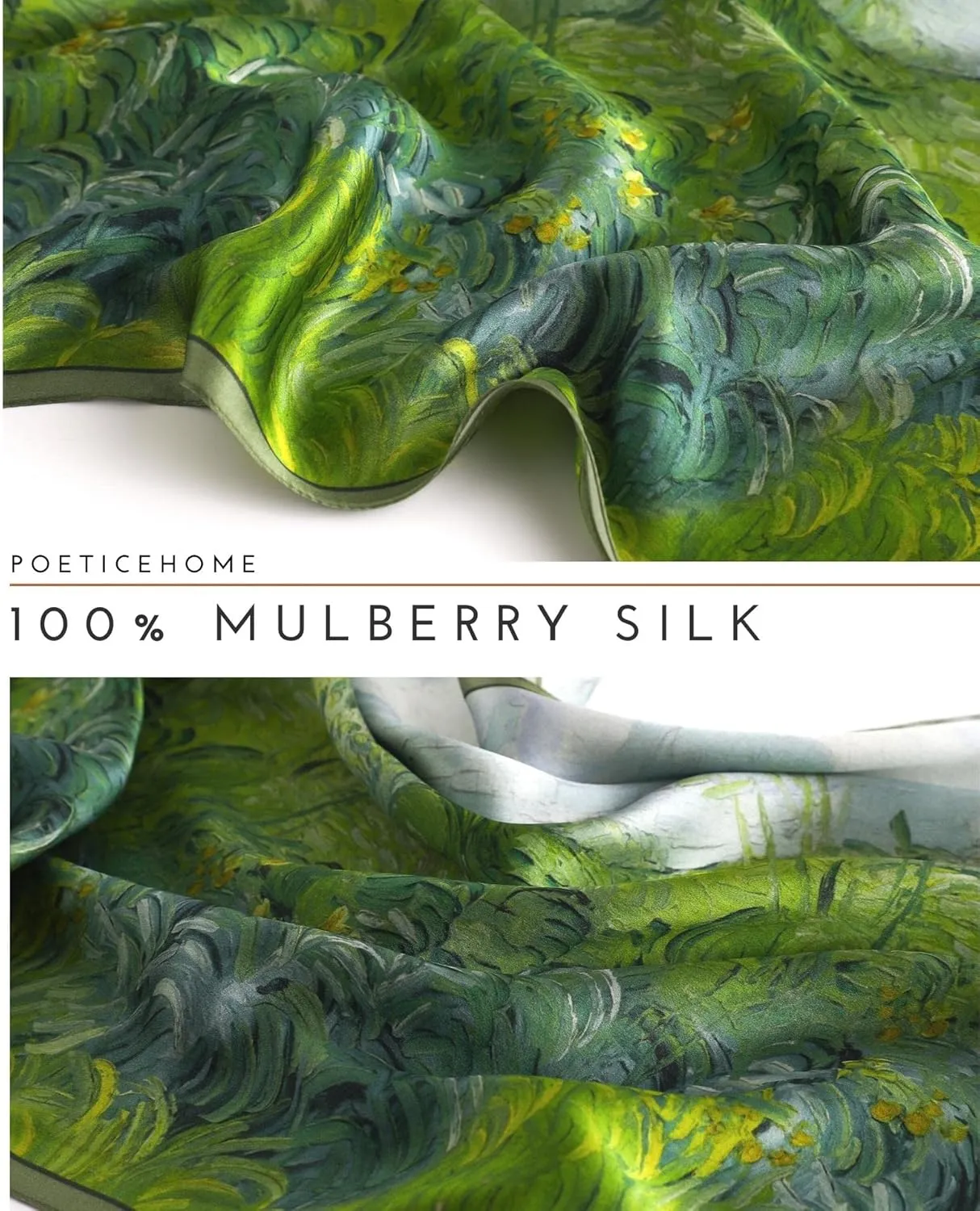 PoeticEHome 100% Mulberry Silk Long Scarf - Women's Large Oblong Sunscreen Shawl with Gift Packaging