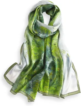 PoeticEHome 100% Mulberry Silk Long Scarf - Women's Large Oblong Sunscreen Shawl with Gift Packaging