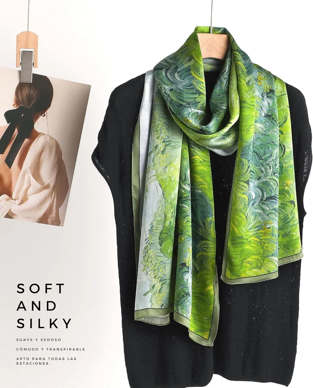 PoeticEHome 100% Mulberry Silk Long Scarf - Women's Large Oblong Sunscreen Shawl with Gift Packaging