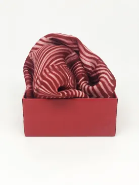 Scarlet Red Colour Story Geometric Printed Pure Silk Pocket Square.