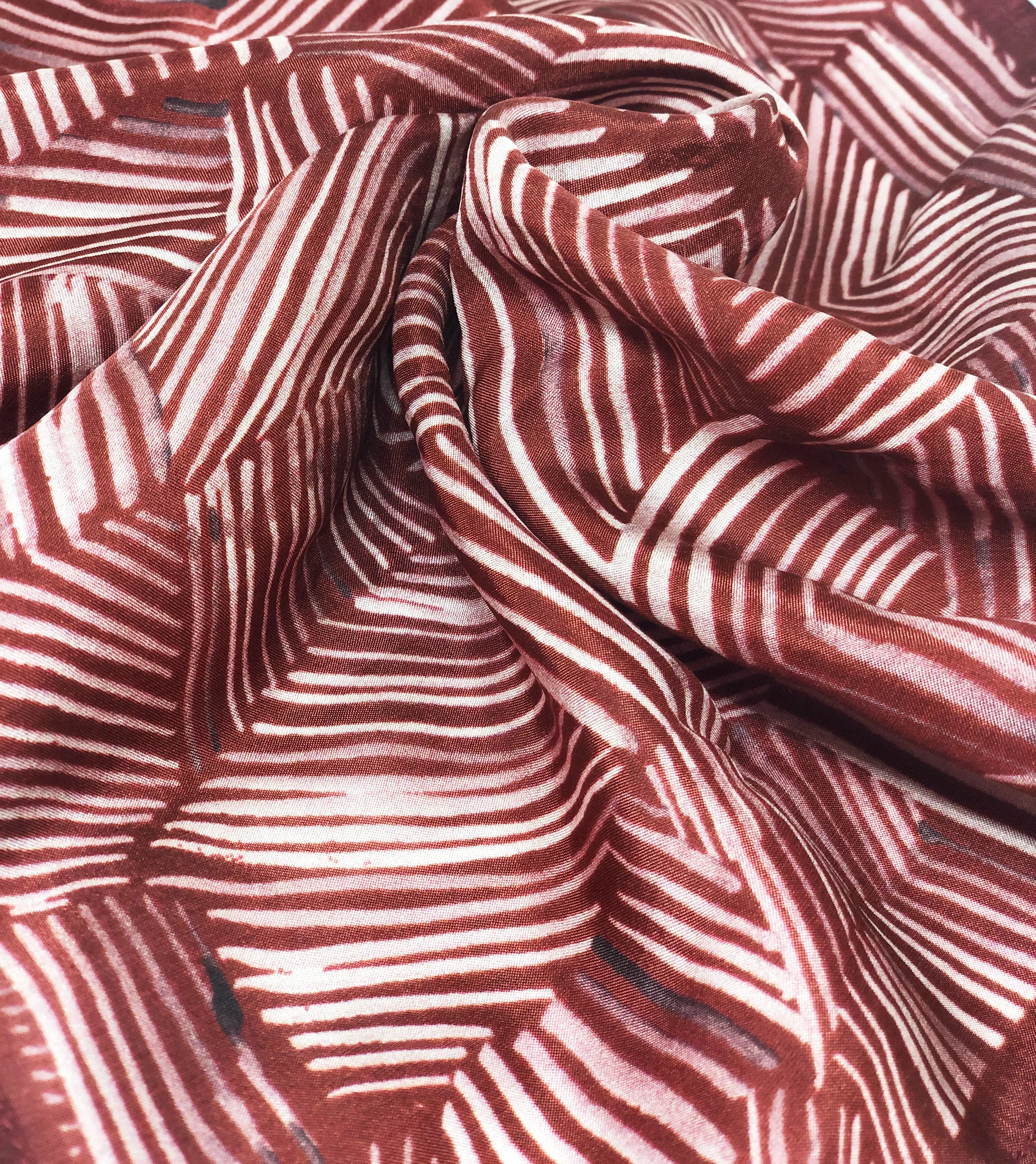 Scarlet Red Colour Story Geometric Printed Pure Silk Pocket Square.