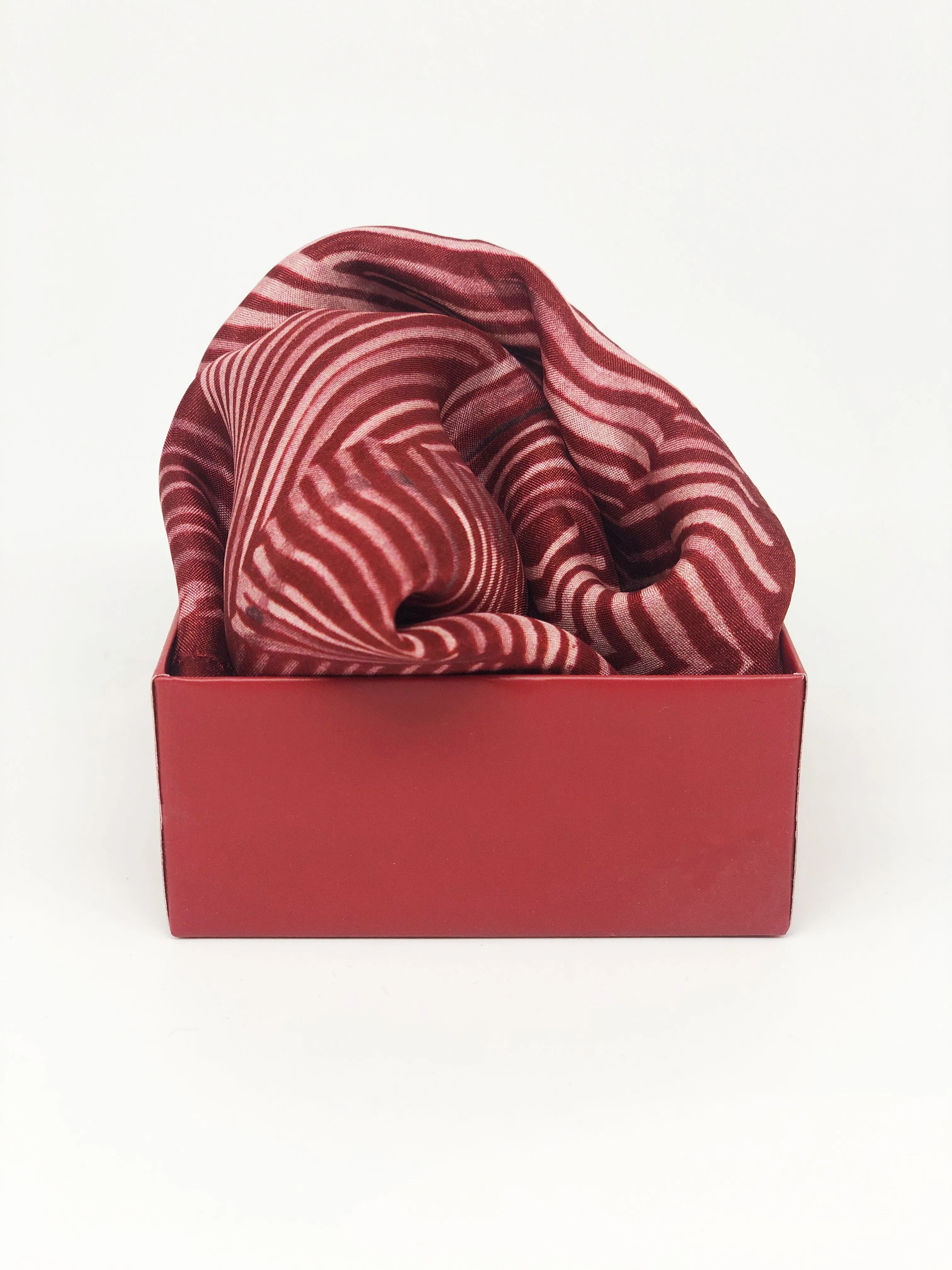 Scarlet Red Colour Story Geometric Printed Pure Silk Pocket Square.